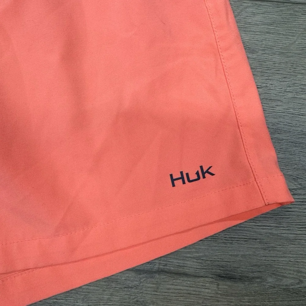 Huk Fishing Salmon Pink Swim Shorts Hybrid Sz S Lined Outdoor Beach Boat‎